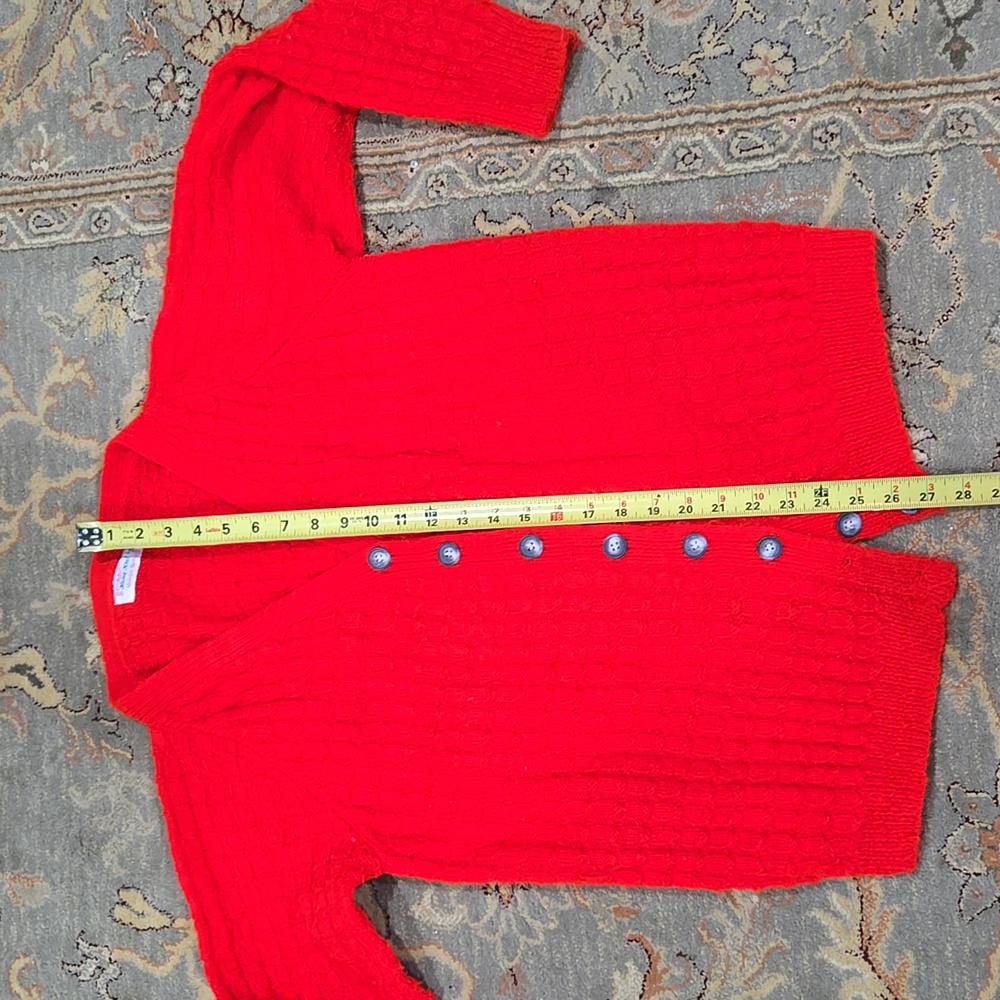 Hand knit red cardigan - Picture 10 of 11